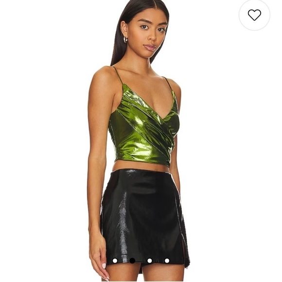 NWT Revolve Superdown Metallic Green Wrap Top Medium - Picture 1 of 9